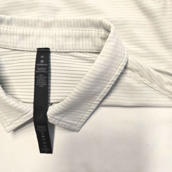 Lululemon Gray Striped Polo Shirt – Size M – Soft Stretch Performance Fab Value - Picture 5 of 8